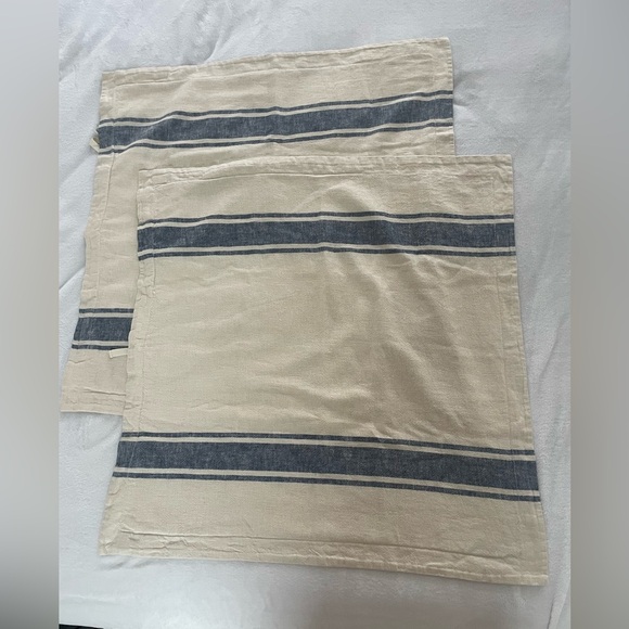 2 Ralph Lauren Shams Linen blend French stripe blue cream - Picture 1 of 8